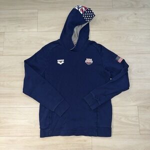 Arena USA Swimming Hoodie Size Large Blue Sports NCAA Pullover Olympics Flag